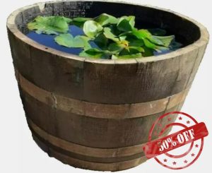 LARGE Watertight 100% GUARANTEED Oak wine half barrel planter patio MINI POND