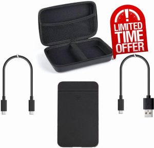 ezekers Portable 500GB External Hard Drive HDD with Bag – USB C & USB 3.0 for PC