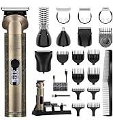 Hatteker Hair Clipper Cordless Hair Trimmer Barber Clipper T-Blade Trimmer Beard Trimmer Nose Tri...