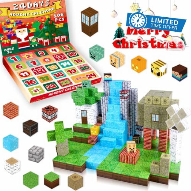 Magnet Building Blocks Cube Game 100PCS Magnetic Blocks Christmas Advent Calendar 2024