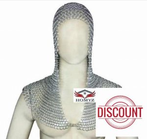 HOMYZ Aluminum Butted Chainmail Hood/Woman Coif | Made Armor Larp Sca Costume