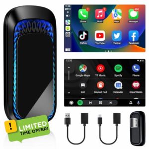 【Highly Compatible】Wireless Carplay Adapter UK Android Auto Wireless Adapter 2 in 1