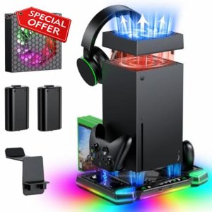 Upgraded Auto Cooling Fan System and Charging Stand for Xbox Series X Console & Controllers