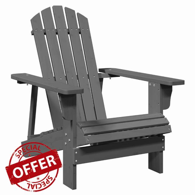 idaXL Adirondack Chair Outdoor Garden Seat - Grey