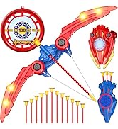 2-in-1 Bow and Arrow Set for Kids, Shield Archery Shooting Game Includes 1 Bow with Lights, 10 Su...