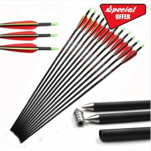 PHILOCS 12 Pcs Pure-Carbon Arrows ID 8 mm Spine 300 350 400 500 Hunting Arrow 100 Grains Broadhead Archery Arrow