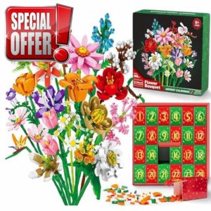 Advent Calendar 2024 for Kids Adults Teens 2025 24 Days Flower Bouquet Building Blocks Christmas Countdown Calendar