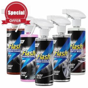 Flash Car Care Automotive Total Clean Bundle 5x500ml Powerful Exterior & Interior Cleaning Products Dashboard Shine