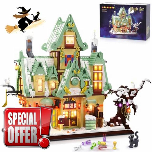 HOGOKIDS Magical Bar House Building Set with LED Light - Magic Architecture 3.6mm Mini Block Home Office Decor
