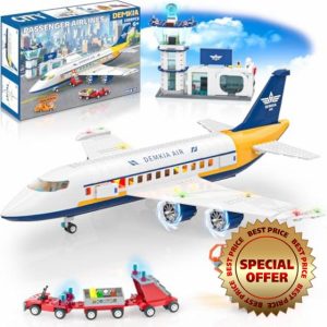 Demkia Large City Passenger Airplane Building Set with LED Light
