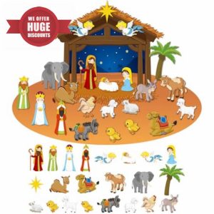 WovWeave Christmas Felt Story Board Set 3.1FT DIY Christmas Tree Nativity Scene Felt with 22 Pcs Detachable Wall Ornaments Decor Jesus Birth Activities Party Felt Board Craft Gift for Toddlers Kids