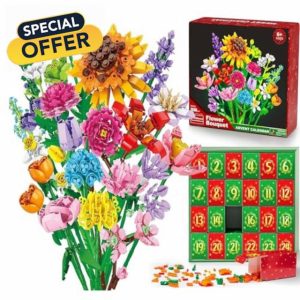 Advent Calendar 2024 for Kids Adults Teens 2025 24 Days Flower Bouquet Building Blocks Christmas Countdown Calendar