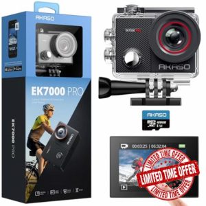 AKASO EK7000 Pro 4K Action Camera with 128GB microSDXC Memory Card - Touch Screen EIS Adjustable View Angle 40m Waterproof Underwater Camera Remote Control Helmet Camera with Accessories Ki