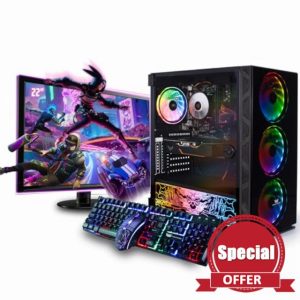 Veno Scorp Gaming PC 22" Monitor Bundle Intel Core i7-6700 Processor RX 580 8GB Graphics Card - 16GB Ram - 1TB NVMe SSD - 550W PSU - Windows 10 - WiFi - Neonzilla 4