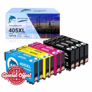 GoToners 405XL Ink Cartridges 10-Pack Replacement for Epson 405 405XL Compatible for Epson Workforce WF-3820 WF-4820 WF-7830 WF-4830 WF-7840 WF-3825 WF-4825 (4 Black