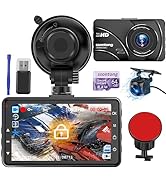 Dash Cam, Dashcam 1080P FHD Car Camera Dash Cam Front DVR Dashboard Dash Camera W/ 64GB Card, Nig...