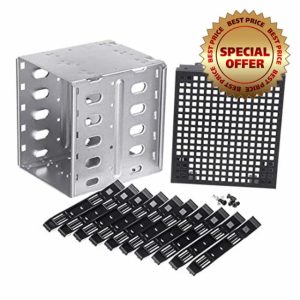 LOLPALONE 5.25 Inch to 5 x 3.5 Inch SATA HDD Cage Rack Hard Drive Disk Enclosure Disk Tray Adapte