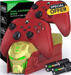 HASACOOL Controller Charging Dock for Xbox One/Xbox Series X/S with 2x5520mWh Rechargeable Battery Packs