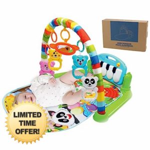 Baby Play Mat Crawling Carpet with Arch Kick Play Piano Gym Mat Activity Mats for Babies Battery Operated Musical Play Mat for Newborns Toddlers