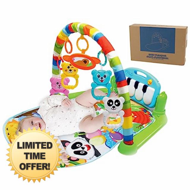 Baby Play Mat Crawling Carpet with Arch Kick Play Piano Gym Mat Activity Mats for Babies Battery Operated Musical Play Mat for Newborns Toddlers