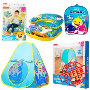 Toptoys2u Bargain Bundles Baby Shark Bath Toys & Accessories Bundle - 3-Piece Play Tent