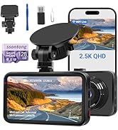 Dash Cam Front and Rear, Dashcam WiFi/APP Control Car Camera Dash Cam W/ 64GB Card, 2.5K Dash Cam...