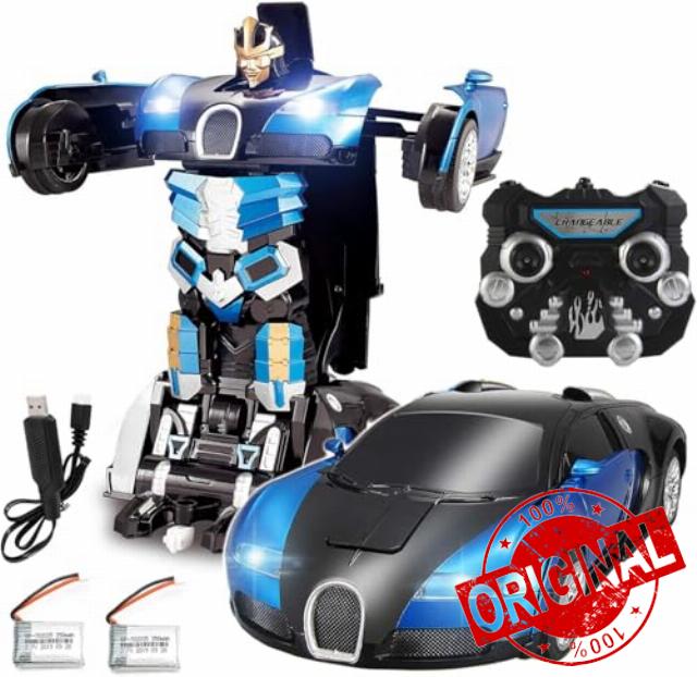 KWARE 2.4Ghz Transformer Remote Control Car – Talking Auto Bot RC Drifting Car & Robot - Sound FX Lights – One Touch Transform - Rechargeable Radio Controlled RC Car