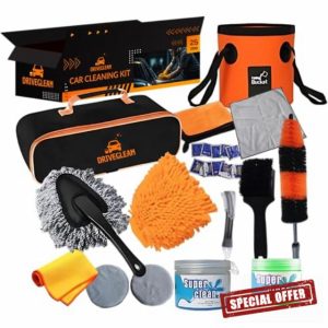 drivegleam Car Cleaning Kit with Interior Detailing Tools: Clean both the interior and exterior of your car with our comprehensive kit. Includes interior detailing brushes and cleaning products