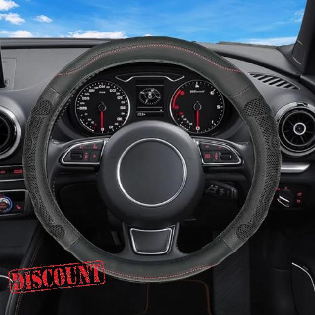 LOTEZAVA Steering Wheel Covers-Soft Pu Leather Microfiber Steering Wheel Cover