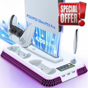 Lictin PS5/PS5 Pro/PS5 Slim Cooling Stand & PS5 Controller with RGB LED