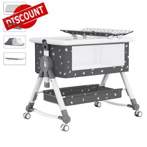 Aolawco Upgraded Bedside Crib Side Sleeper with Storage Bag