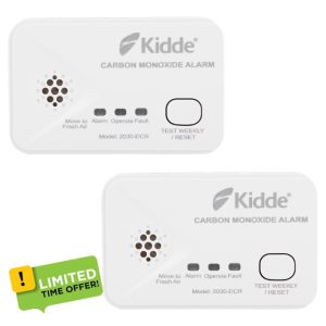 2 Pack Kidde 2030-DCR Compact 10 Year Life Carbon Monoxide Alarm with AA batteries
