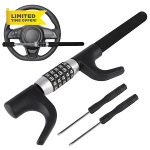 Steering Wheel Lock 5 Digit Combination Lock Heavy Duty Car Steering Wheel Locks Car Anti Theft Device Keyless Security Car Lock Steering Wheel Universal Steering Lock for Cars Trucks Carts Vans SUV