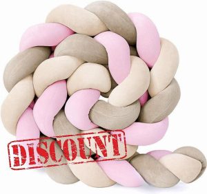 Braided Cot Bumper Braided Pillows Knotted Cot Bumper Soft Comfortable Cotton Cushion Soft Knot Pillow Knotted Cot Bumpers Bed Braided Crib Bumper knotted for Room Decor