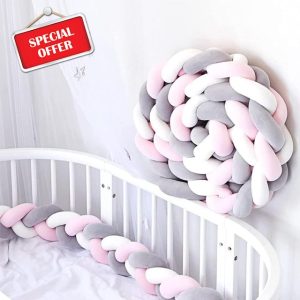 GYCS Cot Bumpers for Cot Bed Knotted Cot Bed Bumper Braided Pillows Braided Cot Bumper Cushion Soft Knot Breathable Cot Bumper Cushion Soft Knot Pillow Baby Bed Set
