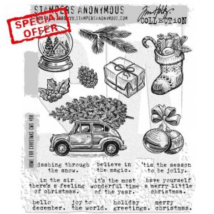 Tim Holtz Cling Rubber Stamps - Home for Christmas CMS498