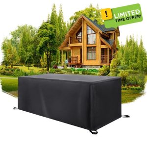 Garden Furniture Covers 220x185x60cm/LxWxH Rectangular Patio Furniture Cover Waterproof Table Covers 420D Oxford Furniture Cover Windproof Anti-UV for Chair Table Outdoor Rattan Sofa Cover Black