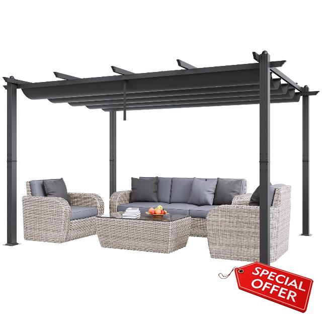 VEVOR 10'x13' Outdoor Retractable Pergola with Canopy