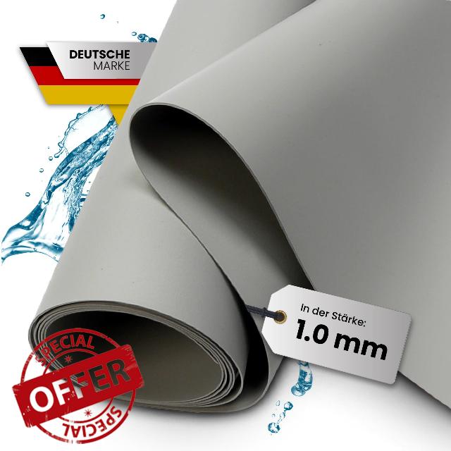 TeichVision - Premium PVC Pond Liner Light Grey - Thickness 1 mm - 4 m x 16 m/PVC Film Grey Suitable for Ponds