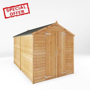 WALTONS 10 x 6 Overlap Storage Shed | Apex Roof | 7mm Overlap Cladding | Wooden Garden Storage Shed | 10 Year Anti Rot Guarantee | 10 x 6 10ft 6ft | Windows or Windowless (Windowless)