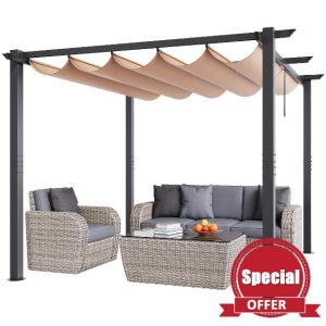 VEVOR 10'x10' Outdoor Retractable Pergola with Canopy