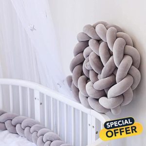 GYCS Cot Bumpers for Cot Bed Knotted Cot Bed Bumper Braided Pillows Braided Cot Bumper Cushion Soft Knot Breathable Cot Bumper Cushion Soft Knot Pillow Baby Bed Set