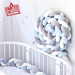 GYCS Knotted Cot Bed Bumper Braided Bumper Crib Braided Pillows Bed Snake 3 Shares Braided for Room Decor Multi-Color Knitted Bedroom Cushion for Toddlers for Room