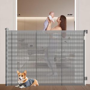 Extra Tall Retractable Stair Gate for Dogs with Reinforced Strips