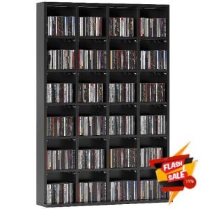 HOMCOM 480 CD/ 312 DVD Storage Shelf Rack Media Storage Unit Shelves Racks Wooden Display Unit with Adjustable Shelves