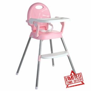 Adjustable Baby Highchair - Infant High Feeding Seat Converts to Toddler Table Chair (Pink)