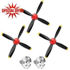 LEAMBE 3 Sets of 4-Blade Propeller Spare RC Plane Propellers Compatible with P51 Mustang & P40 Warhawk Remote Control Airplane Nose Cone RED