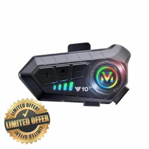 Motorcycle Intercom Helmet Bluetooth 5.3 Headset With Mic Motorcycle IPX6 Waterproof Headphones Wireless Noise Cancelling Earphones Motorbike Communication System Headphones Bluetooth Helmet Speakers