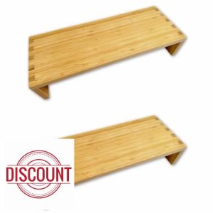 OSCO Bamboo Monitor Stand 2 pcs | Shelf | Computer Screen Riser | Printer Stand | Laptop Plinth | Full Size Keyboard Storage | Fully Assembled | H10 x W500 x D19.5 cm