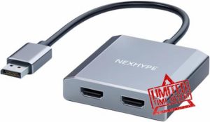 NCGGY Displayport to Dual HDMI Adapter 4K60Hz for PC Laptop Graphics Card DP 1.2 to 2 HDMI 2.0 Monitors Extension Display Displayport to HDMI Splitter 1 In 2 Out Hub MST Extend Mode for Windows Only